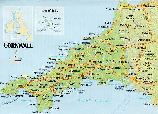 Detailed Map Of Cornwall England